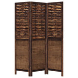 vidaXL Room Divider with 3 Panels Solid Paulownia Wood Dark Brown