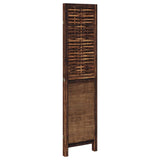 vidaXL Room Divider with 3 Panels Solid Paulownia Wood Dark Brown