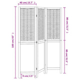 vidaXL Room Divider with 3 Panels Solid Paulownia Wood Dark Brown