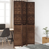 vidaXL Room Divider with 3 Panels Solid Paulownia Wood Dark Brown