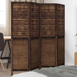 vidaXL Room Divider with 3 Panels Solid Paulownia Wood Dark Brown