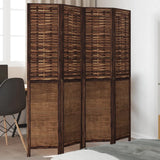 vidaXL Room Divider with 3 Panels Solid Paulownia Wood Dark Brown