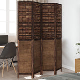 vidaXL Room Divider with 3 Panels Solid Paulownia Wood Dark Brown