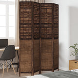 vidaXL Room Divider with 3 Panels Solid Paulownia Wood Dark Brown