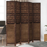 vidaXL Room Divider with 3 Panels Solid Paulownia Wood Dark Brown