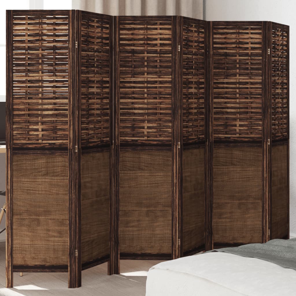 vidaXL Room Divider with 3 Panels Solid Paulownia Wood Dark Brown
