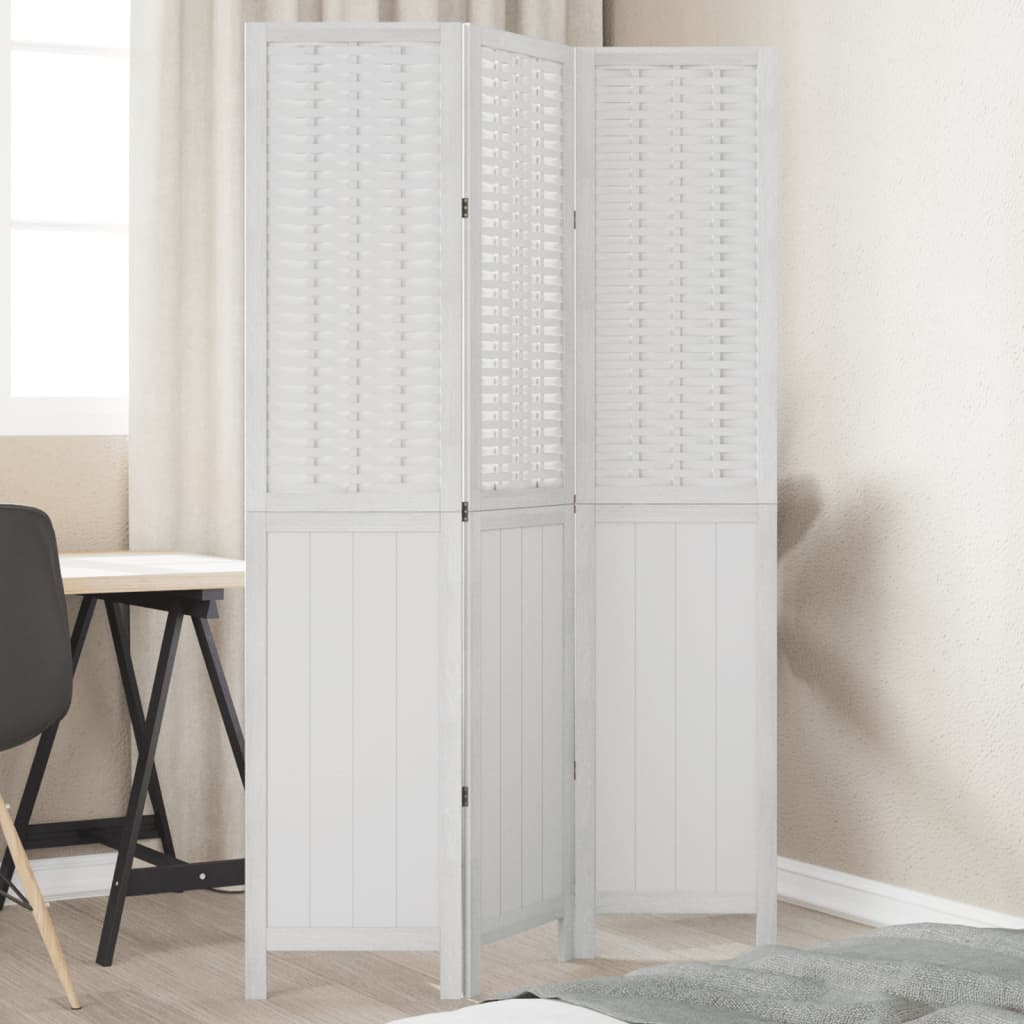 vidaXL Kamerscherm met 3 panelen massief paulowniahout wit