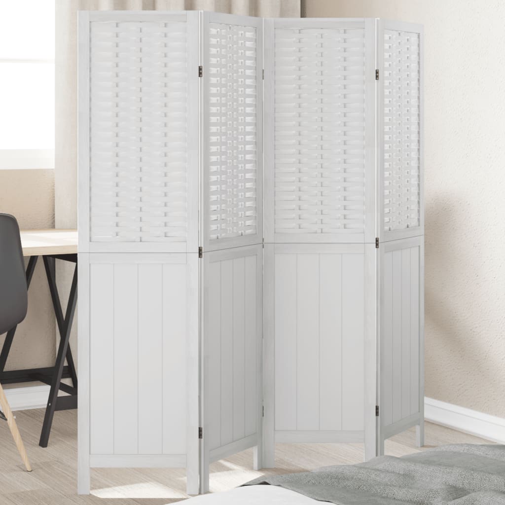 vidaXL Kamerscherm met 3 panelen massief paulowniahout wit