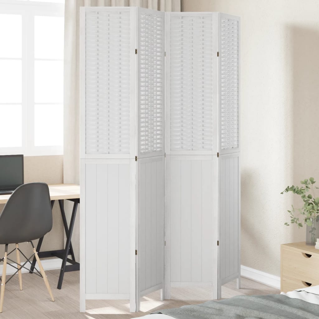 vidaXL Kamerscherm met 3 panelen massief paulowniahout wit