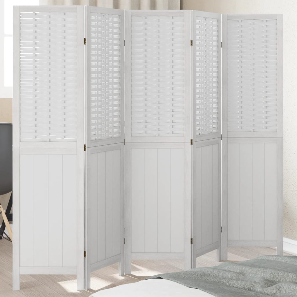 vidaXL Kamerscherm met 3 panelen massief paulowniahout wit