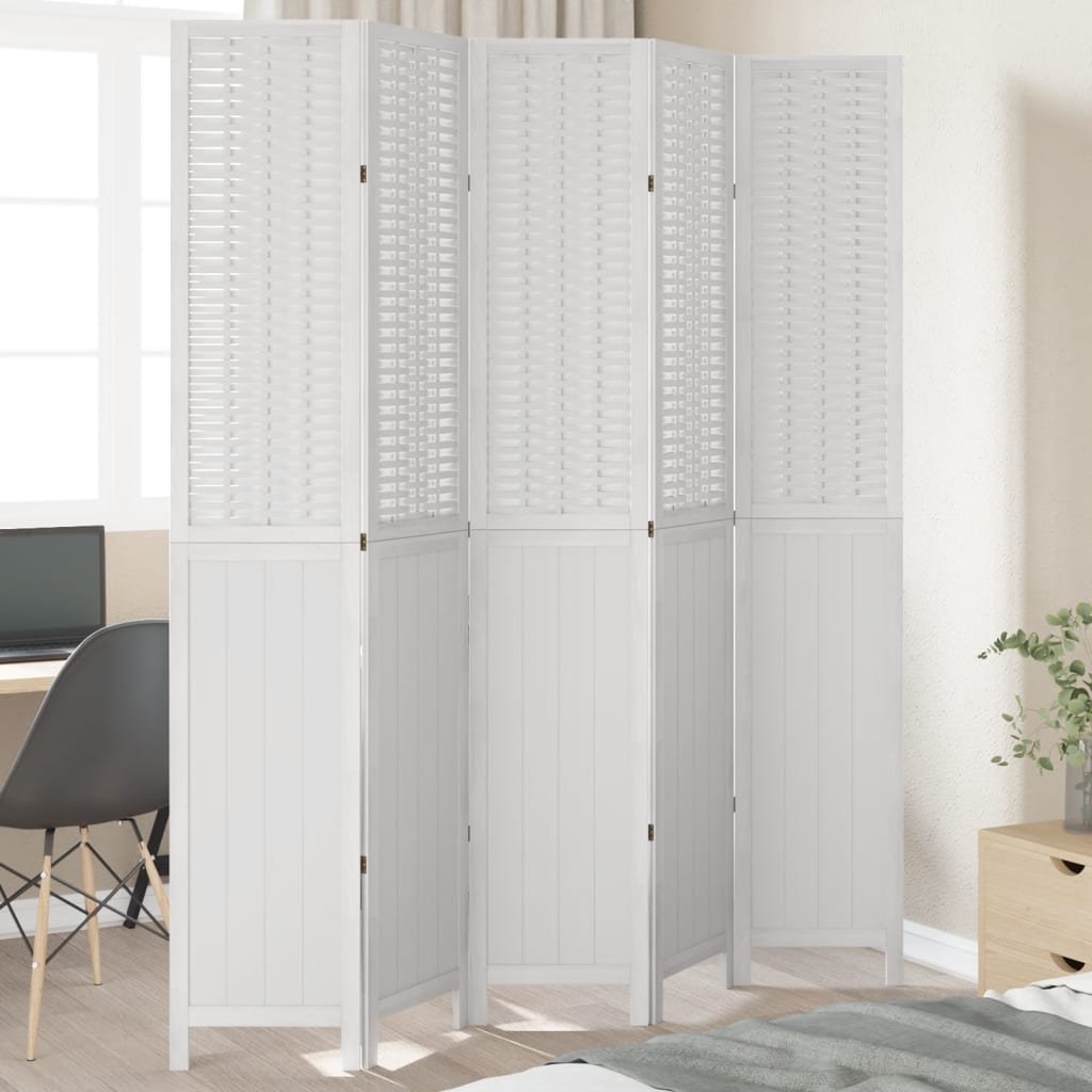 vidaXL Kamerscherm met 3 panelen massief paulowniahout wit