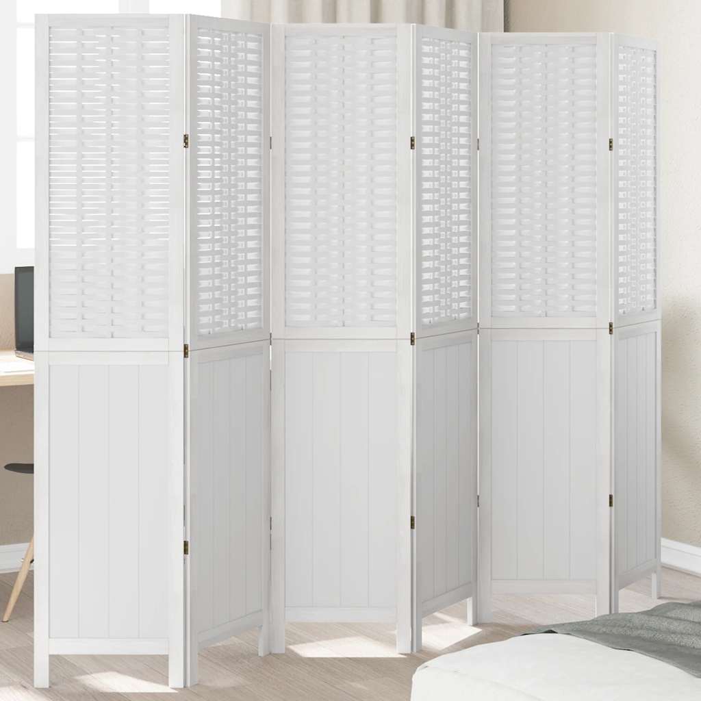 vidaXL Kamerscherm met 3 panelen massief paulowniahout wit