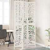 vidaXL Room Divider with 3 Panels Solid Paulownia Wood White