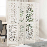 vidaXL Room Divider with 3 Panels Solid Paulownia Wood White