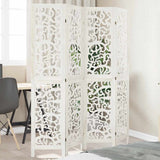 vidaXL Room Divider with 3 Panels Solid Paulownia Wood White