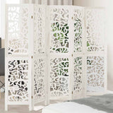 vidaXL Room Divider with 3 Panels Solid Paulownia Wood White