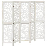vidaXL Room Divider with 3 Panels Solid Paulownia Wood White