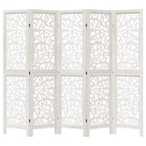 vidaXL Room Divider with 3 Panels Solid Paulownia Wood White