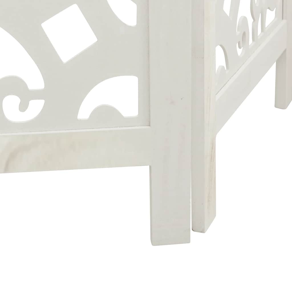 vidaXL Room Divider with 3 Panels Solid Paulownia Wood White