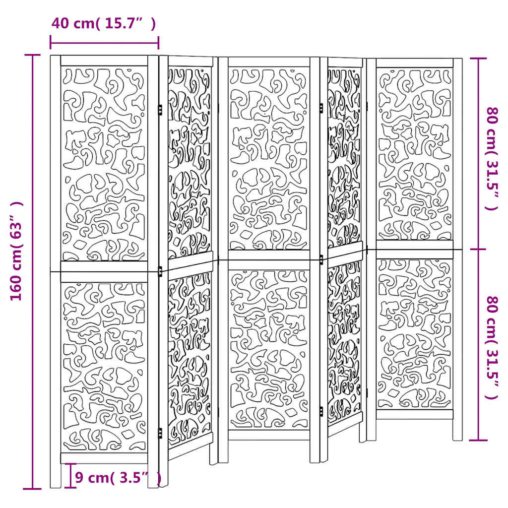 vidaXL Room Divider with 3 Panels Solid Paulownia Wood White