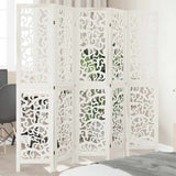 vidaXL Room Divider with 3 Panels Solid Paulownia Wood White
