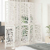 vidaXL Room Divider with 3 Panels Solid Paulownia Wood White