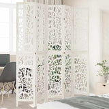 vidaXL Room Divider with 3 Panels Solid Paulownia Wood White