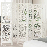 vidaXL Room Divider with 3 Panels Solid Paulownia Wood White
