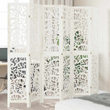 vidaXL Room Divider with 3 Panels Solid Paulownia Wood White