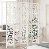 vidaXL Room Divider with 3 Panels Solid Paulownia Wood White