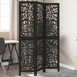 vidaXL 3-Panel Room Divider Solid Paulownia Wood Black