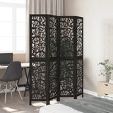 vidaXL 3-Panel Room Divider Solid Paulownia Wood Black