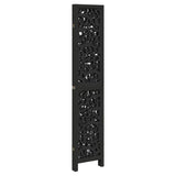 vidaXL 3-Panel Room Divider Solid Paulownia Wood Black