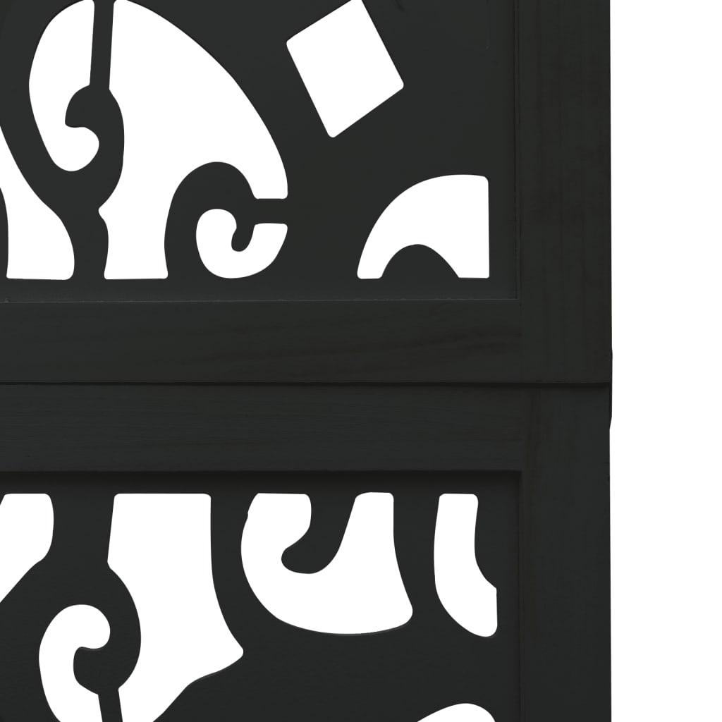 vidaXL 3-Panel Room Divider Solid Paulownia Wood Black