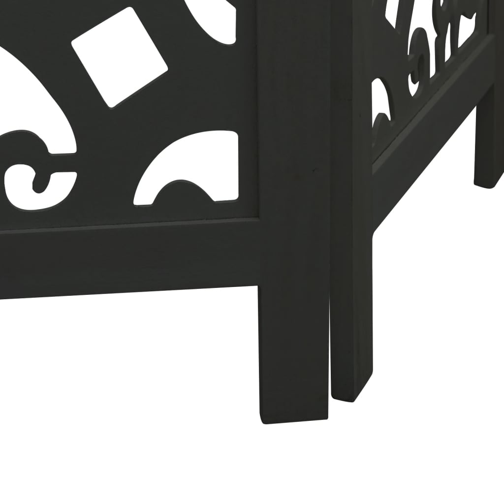 vidaXL 3-Panel Room Divider Solid Paulownia Wood Black