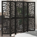 vidaXL 3-Panel Room Divider Solid Paulownia Wood Black