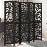 vidaXL 3-Panel Room Divider Solid Paulownia Wood Black