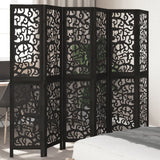 vidaXL 3-Panel Room Divider Solid Paulownia Wood Black