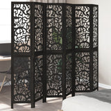 vidaXL 3-Panel Room Divider Solid Paulownia Wood Black