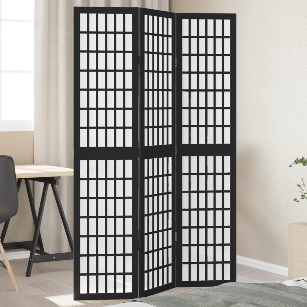 vidaXL Kamerscherm met 3 panelen massief paulowniahout zwart