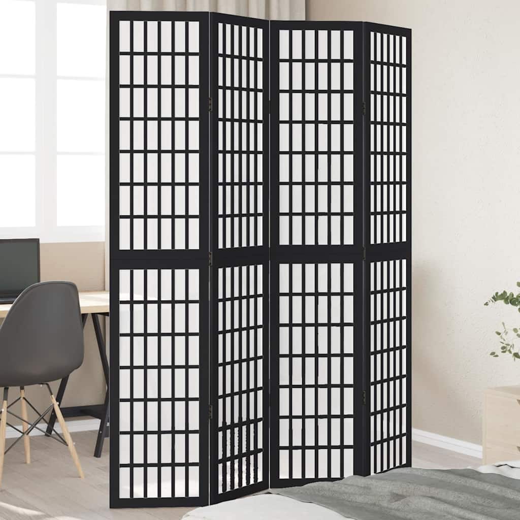 vidaXL Kamerscherm met 3 panelen massief paulowniahout zwart
