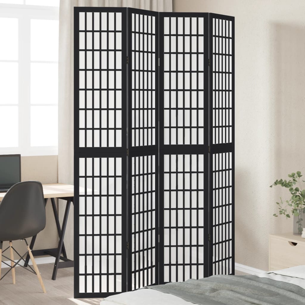 vidaXL Kamerscherm met 3 panelen massief paulowniahout zwart