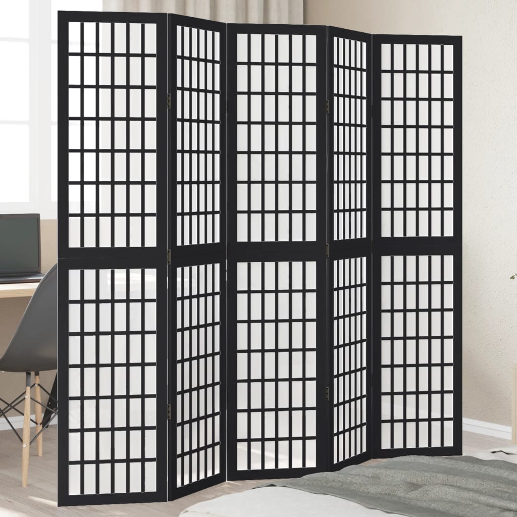 vidaXL Kamerscherm met 3 panelen massief paulowniahout zwart