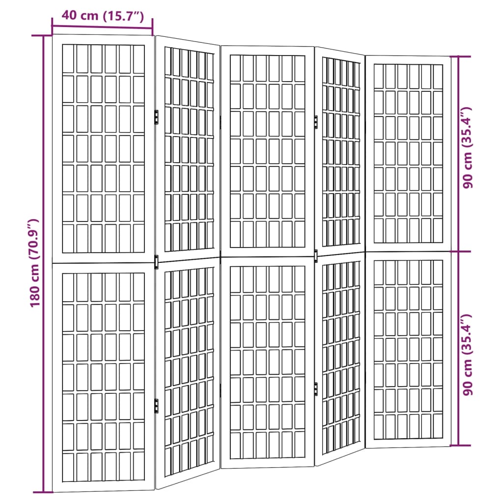 vidaXL Kamerscherm met 3 panelen massief paulowniahout zwart