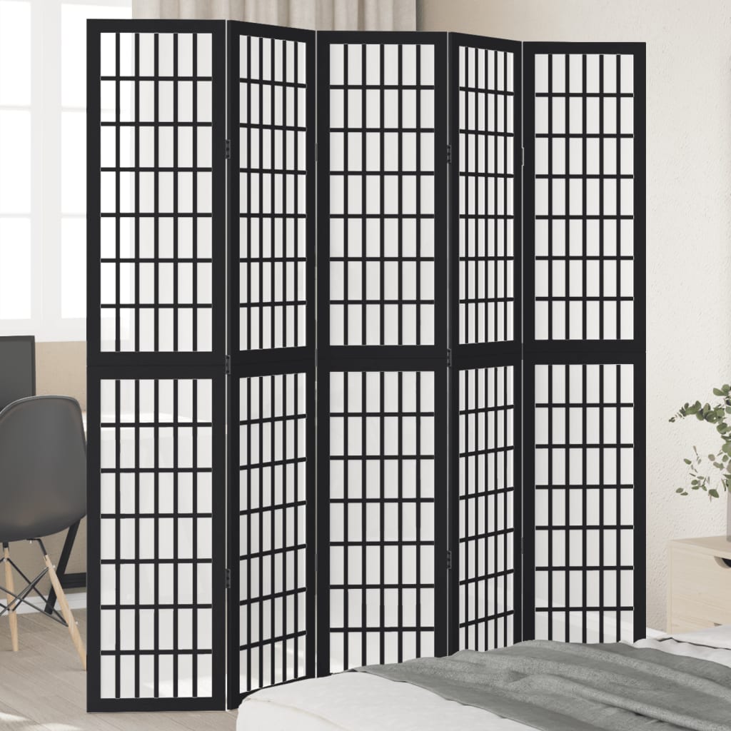 vidaXL Kamerscherm met 3 panelen massief paulowniahout zwart