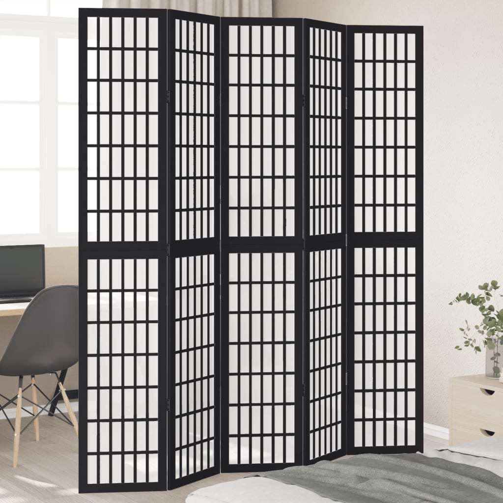 vidaXL Kamerscherm met 3 panelen massief paulowniahout zwart