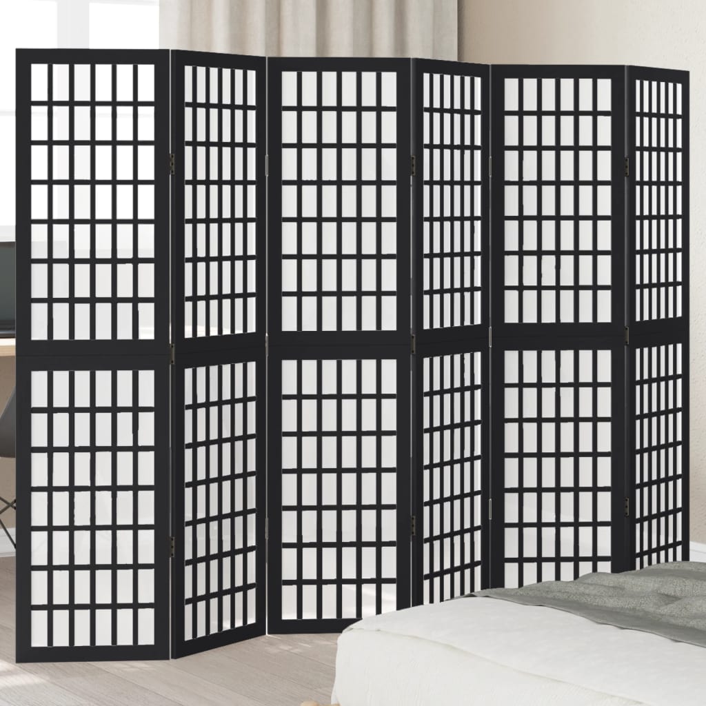 vidaXL Kamerscherm met 3 panelen massief paulowniahout zwart