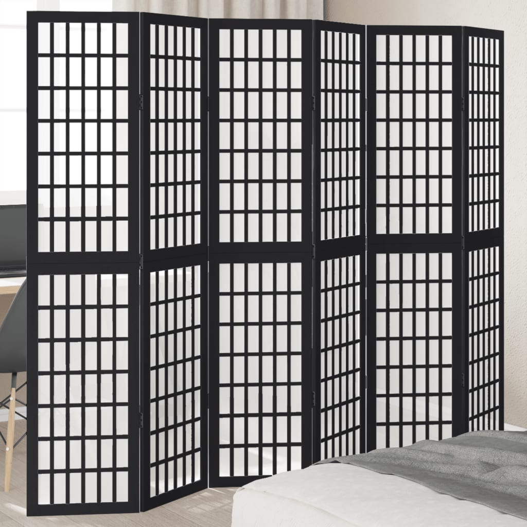 vidaXL Kamerscherm met 3 panelen massief paulowniahout zwart