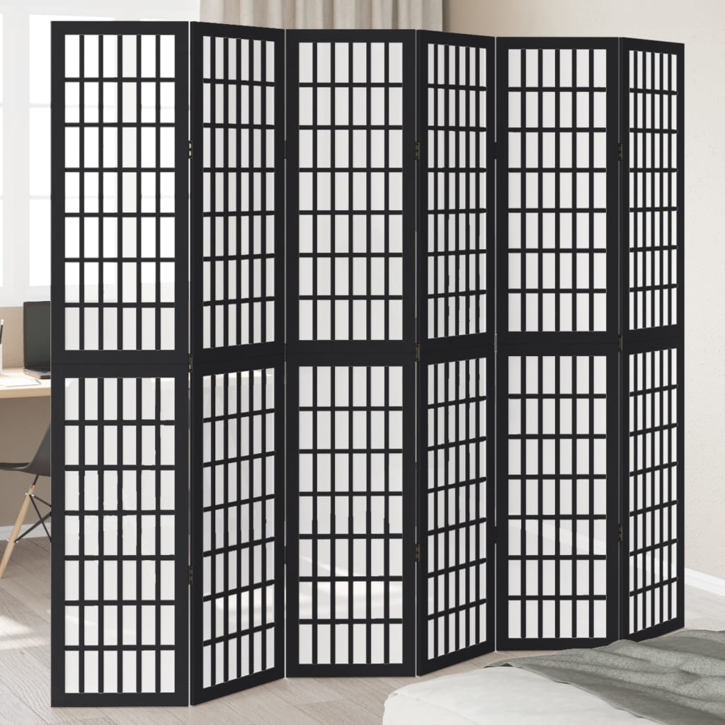 vidaXL Kamerscherm met 3 panelen massief paulowniahout zwart