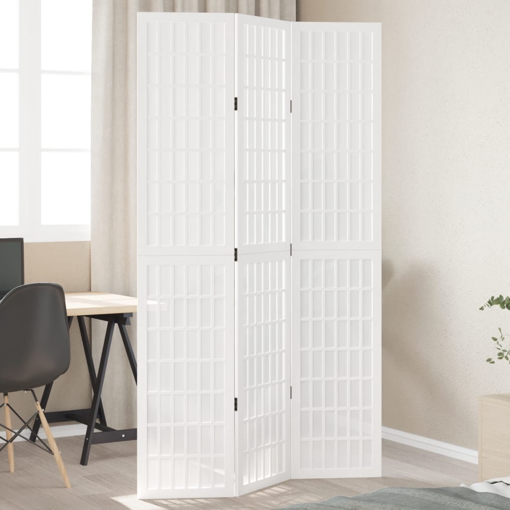vidaXL Kamerscherm met 3 panelen massief paulowniahout wit